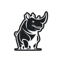 zwart en wit licht logo met een charmant vrolijk nijlpaard. vector