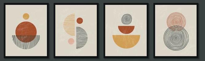 trendy eigentijdse set van abstracte creatieve geometrische minimalistische artistieke handgeschilderde compositie. vector posters voor wanddecoratie in vintage stijl