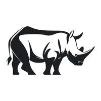 zwart en wit gemakkelijk logo met een charmant neushoorn vector