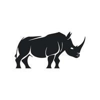 zwart en wit eenvoudig logo met een aanbiddelijk neushoorn vector