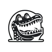zwart en wit lichtgewicht logo met een esthetisch vrolijk krokodil. vector