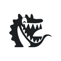 zwart en wit gemakkelijk logo met een esthetisch vrolijk krokodil. vector