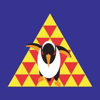 een boos pinguïn in een piramide vector