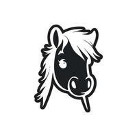 zwart en wit ongecompliceerd logo met een mooi hoor vrolijk pony. vector