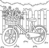 voorjaar fiets met bloemen kleur bladzijde voor kinderen vector