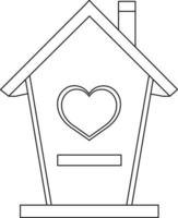 vector illustratie schattig groen houten vogelhuisje, klein houten huis met schoorsteen, voorjaar illustratie, tekening en schetsen