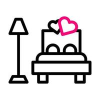bed icoon duokleur roze stijl Valentijn illustratie vector element en symbool perfect.