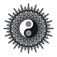 vintage yin en yang in mandala vector