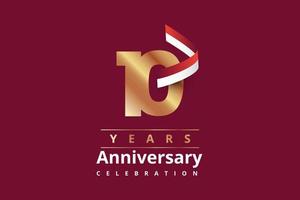 10 jaren verjaardag goud logo sjabloon ontwerp vector