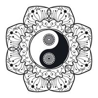 vintage yin en yang in mandala vector