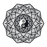 vintage yin en yang in mandala vector