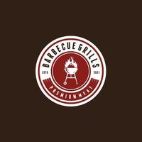 rokerig barbecue grills partij wijnoogst logo ontwerp vector sjabloon