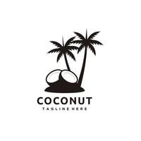 kokosnoot en palm boom silhouet logo ontwerp sjabloon vector illustratie