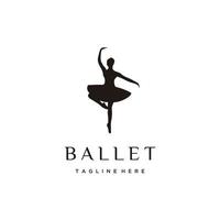 ballet academie dans studio silhouet logo ontwerp icoon vector illustratie