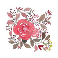 creatieve aquarel roze rozen bladeren en takken vector