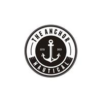 anker boot schip nautische minimalistische cirkel logo ontwerp icoon vector