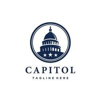 Capitol koepel gebouw logo ontwerp inspiratie vector