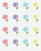 bloemen stickers verzameling. hortensia verzameling met decoratief bloemen ontwerp. lente stickers. vector