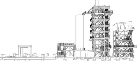 3d illustratie van industrieel gebouw vector