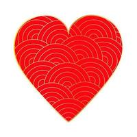 gelukkig Valentijnsdag dag. groot rood hart met goud golven patroon. vector