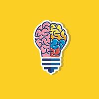 kleurrijke gloeilamp idee met hersenen vector logo sjabloon