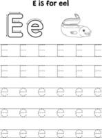 paling dier traceren brief abc kleur bladzijde e vector