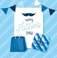 gelukkige vadersdagkaart met hangende slingers en decoratie vector