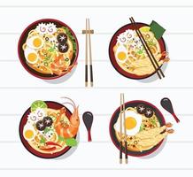 Japanse ramen in een komreeks vector