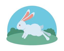 schattige kleine Pasen konijn springen in het veld vector