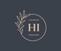 Hoi initialen brief bruiloft monogram logos sjabloon, hand- getrokken modern minimalistisch en bloemen Sjablonen voor uitnodiging kaarten, opslaan de datum, elegant identiteit. vector