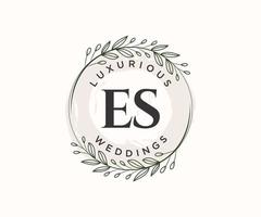 es initialen brief bruiloft monogram logos sjabloon, hand- getrokken modern minimalistisch en bloemen Sjablonen voor uitnodiging kaarten, opslaan de datum, elegant identiteit. vector