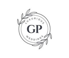 gp initialen brief bruiloft monogram logos sjabloon, hand- getrokken modern minimalistisch en bloemen Sjablonen voor uitnodiging kaarten, opslaan de datum, elegant identiteit. vector