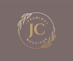 jc initialen brief bruiloft monogram logos sjabloon, hand- getrokken modern minimalistisch en bloemen Sjablonen voor uitnodiging kaarten, opslaan de datum, elegant identiteit. vector