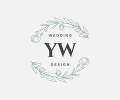 yw initialen brief bruiloft monogram logos verzameling, hand- getrokken modern minimalistisch en bloemen Sjablonen voor uitnodiging kaarten, opslaan de datum, elegant identiteit voor restaurant, boetiek, cafe in vector