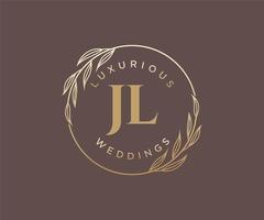 jl initialen brief bruiloft monogram logos sjabloon, hand- getrokken modern minimalistisch en bloemen Sjablonen voor uitnodiging kaarten, opslaan de datum, elegant identiteit. vector