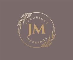 jm initialen brief bruiloft monogram logos sjabloon, hand- getrokken modern minimalistisch en bloemen Sjablonen voor uitnodiging kaarten, opslaan de datum, elegant identiteit. vector