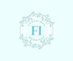 fi initialen brief bruiloft monogram logos sjabloon, hand- getrokken modern minimalistisch en bloemen Sjablonen voor uitnodiging kaarten, opslaan de datum, elegant identiteit. vector