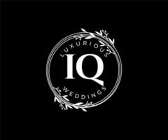 iq initialen brief bruiloft monogram logos sjabloon, hand- getrokken modern minimalistisch en bloemen Sjablonen voor uitnodiging kaarten, opslaan de datum, elegant identiteit. vector