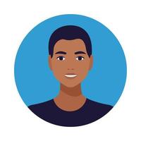 Zwarte man avatar karakter geïsoleerd pictogram vector