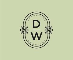 dw initialen brief bruiloft monogram logos sjabloon, hand- getrokken modern minimalistisch en bloemen Sjablonen voor uitnodiging kaarten, opslaan de datum, elegant identiteit. vector