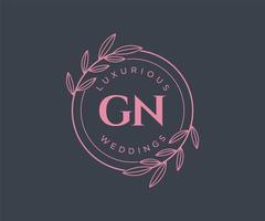 gn initialen brief bruiloft monogram logos sjabloon, hand- getrokken modern minimalistisch en bloemen Sjablonen voor uitnodiging kaarten, opslaan de datum, elegant identiteit. vector