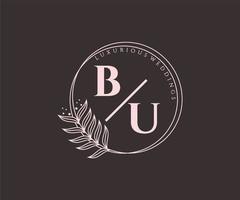 bu initialen brief bruiloft monogram logos sjabloon, hand- getrokken modern minimalistisch en bloemen Sjablonen voor uitnodiging kaarten, opslaan de datum, elegant identiteit. vector