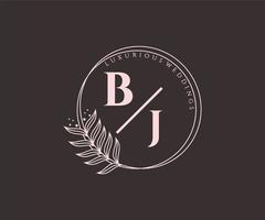 bj initialen brief bruiloft monogram logos sjabloon, hand- getrokken modern minimalistisch en bloemen Sjablonen voor uitnodiging kaarten, opslaan de datum, elegant identiteit. vector