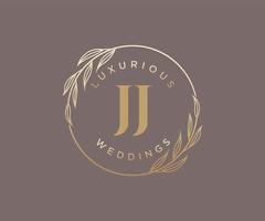 jj initialen brief bruiloft monogram logos sjabloon, hand- getrokken modern minimalistisch en bloemen Sjablonen voor uitnodiging kaarten, opslaan de datum, elegant identiteit. vector