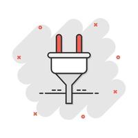 vector tekenfilm elektrisch plug icoon in grappig stijl. macht draad kabel teken illustratie pictogram. draad bedrijf plons effect concept.