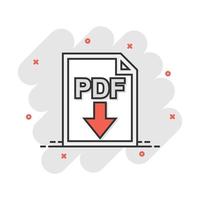 tekenfilm pdf icoon in grappig stijl. document illustratie pictogram. het dossier teken plons bedrijf concept. vector