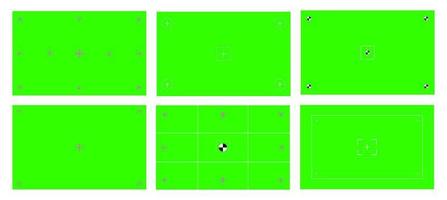 groen gekleurde chroma sleutel achtergrond scherm vlak stijl ontwerp vector illustratie set.