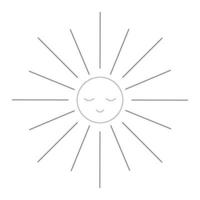 zon schets vector kleur illustratie. icoon zon glimlacht en lang stralen wijken naar de kanten.