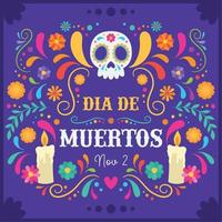 gekleurde dia de los Muertos poster vector