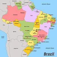 Brazilië kaart met omgeving grens vector